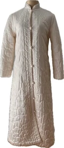 Vintage Christian Dior Lingerie Satin Quilted Robe House Coat Cream Petite Small - Picture 1 of 16