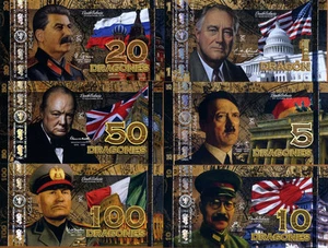 POLYMER SET, El Club De La Moneda, 1;5;10;20;50;100 2015 WWII Leaders F - Picture 1 of 2