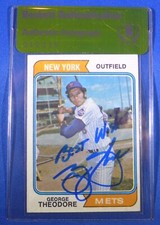 GEORGE THEODORE sealed Beckett authenticated auto signed Topps 1974 NY Mets