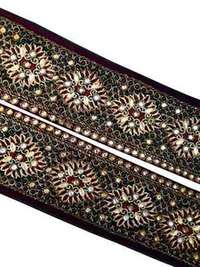 Vintage Indian Green color Sari Border Hand Beaded Indian Craft Trim Lace Sew - Picture 1 of 10