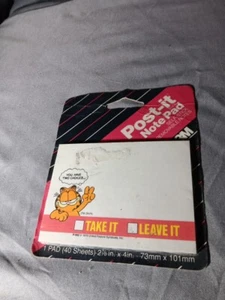 Vtg 1990 Garfield Post-It Notes Sticky Notes Retro New In Pack 3M Made In USA - Picture 1 of 6