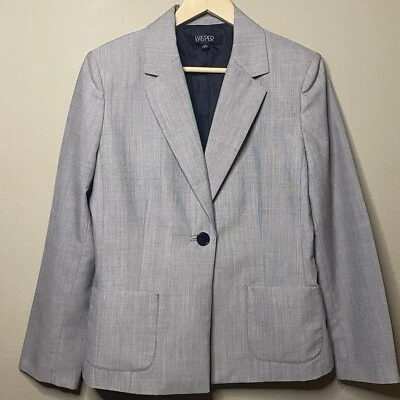 Chaqueta Blazer Kasper Mujer Talla 14 Gris Un Botón Negocios Informal Iglesia Oficina Foto 1 de 4