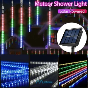 360° Solar LED Rain Shower Tree String Lights 8 Tubes Garden Xmas Party Decor - Picture 1 of 36