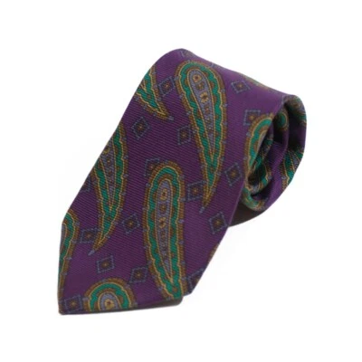 JP Tilford Samuelsohn Purple Paisley English Printed Silk Tie 6128 Foto 1 de 3