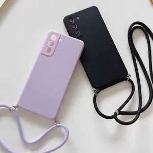 Lanyard Necklace Liquid Silicone Case For Samsung Galaxy A32 A52 S21 Plus Ultra - Picture 1 of 22