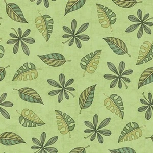 Nursery Baby Fabric - Jungle Buddies Green Leaf Toss - Quilting Treasures YARD - Picture 1 of 1