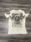 Archaic Affliction T Shirt Mens Large Beige Graphic Skull Wings USA Made