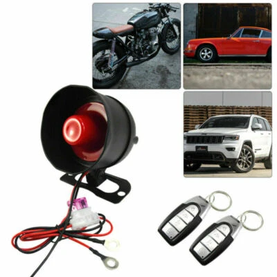 Universal Car Alarm Security System Anti-Theft Burglar w/ 2 Remote Control UK - Image 1 of 4