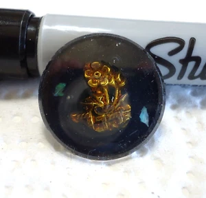Vintage Metal FLOWER Design Under Glass Button 13/16" Signed J. Porter 1970 - Picture 1 of 6