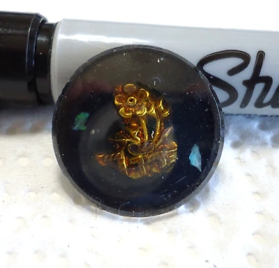 Vintage Metal FLOWER Design Under Glass Button 13/16" Signed J. Porter 1970 - Image 1 of 4