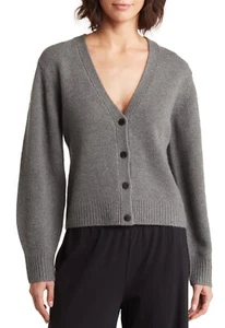 Theory Airy Wool Cashmere Shaped Cardigan Sweater Grey Melange Size Small S - Picture 1 of 4