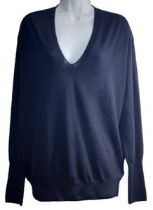 J CREW Womens Pullover Sweater Size L Blue Long Sleeve Classic V-Neck Cashmere - Picture 1 of 13