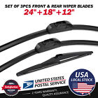 Set of 3 DIRECT CONNECT FRONT&REAR OEM QUALITY WIPER BLADES KIT 24"&18"&12"