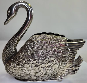 Vintage Godinger Italy Swan Bird Napkin Letter Holder Silverplated Metal Figure - Picture 1 of 9