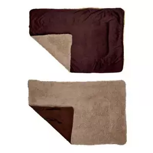 Brown Pet Blanket Cat Dog Puppy Fleece Soft Warm Bed Reversable Mattress Pet Rug - Picture 1 of 4