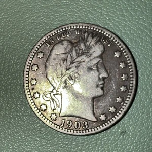1903 O New Orleans Barber Silver Quarter VF - Picture 1 of 4