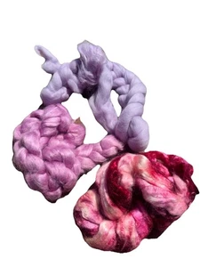 Lavender Purple Pink  Spinning Fibers ? Wool Total Of 6.5 Ounces - Picture 1 of 4