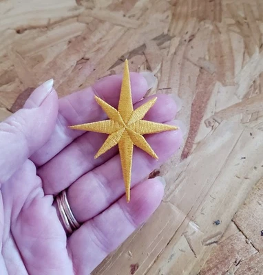2 1/2"H - Christmas Nativity Star-Liturgical-Vestment-Embroidered Iron On Patch
