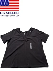 Levis Women Scoop Neckline Short Sleeve Top Blouse Black Size XXL - Picture 1 of 8