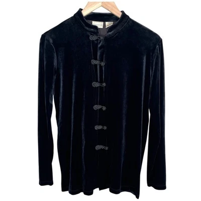 Chaqueta Paradox Mujer S Terciopelo Negro Cuello Mandarín Oscuro Romántico Manga Larga Foto 1 de 4