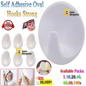 Selbstklebende ovale Haken extra große Kunststoffhaken für Wandorganisation 5/100 Stück - Bild 1 von 25