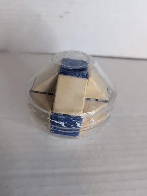 Magic Snake Puzzle Fidgit Toy Twisting Triangles Blue And White New Vintage - Image 1 of 4