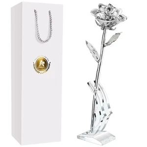 25th Anniversary Silver Rose for Wife - Unique Design Made from Real Rose for... - Picture 1 of 6