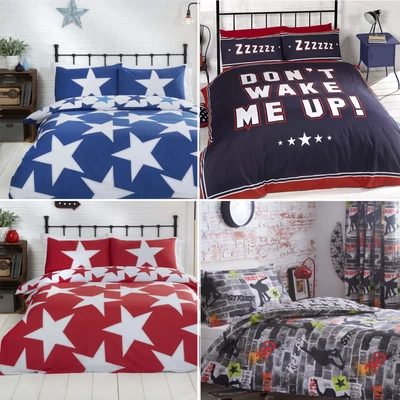 HOMESPACE DIRECT Quilt Duvet Cover & Pillowcase Bedding Bed Sets Teenagers Fun Modern Designs