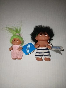 Vintage 80s Norfin Troll Dolls - 2pcs - Picture 1 of 8