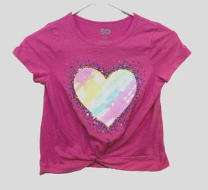 SO Girls Shirt Size Small S (7) Tye Dye Heart Sequin FREE S&H - Picture 1 of 4