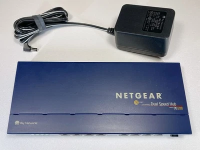 Netgear DS108 8-Port Dual Speed Hub 10/100Mbps w/original power adapter – Tested - Image 1 of 4