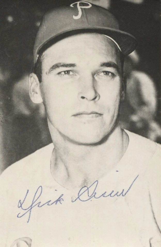 Dick Sisler autographed vintage Philadelphia Phillies Rowe postcard - Image 1 of 1