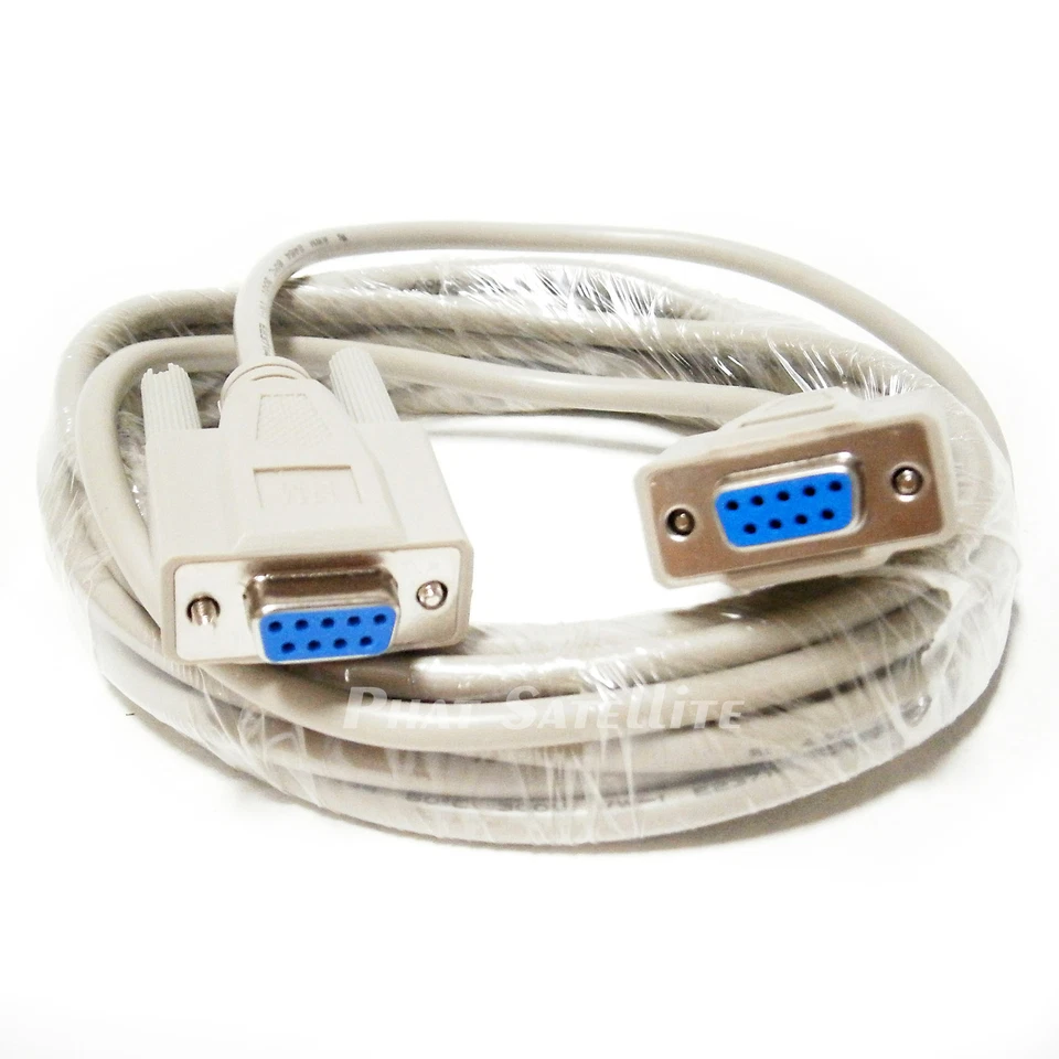 15ft DB9 NULL MODEM RS232 SERIAL COMPUTER DATA TRANSFER CABLE FEMALE TO FEMALE - Image 1 of 1