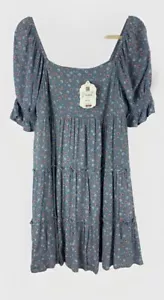 Altar'd State Dress sz M Cowgirl Western MIDI square neck ruffle tiered blue NEW - Picture 1 of 8