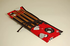 Knitting pins - 8 prs bamboo knitting needles in red fabric case showing black a