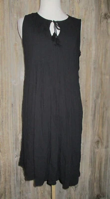 Vestido antiguo azul marino sin mangas negro plisado con borlas forrado para mujer talla mediana Foto 1 de 4