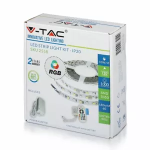 STRISCIA LED RGB KIT COMPLETO V-TAC MULTICOLORE 60 LEDs/MT 10W/MT 5 METRI - Foto 1 di 1