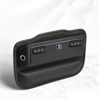 Black Leather Car Seat Gap Filler Storage Organizer w/Cable Hole for Mitsubishi - Image 1 of 4