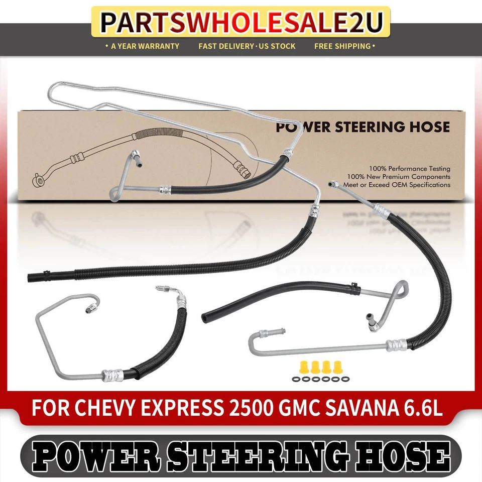 4x Manguera de presión y retorno de dirección asistida para Chevy Express 2500 GMC Savana 2500 Foto 1 de 4