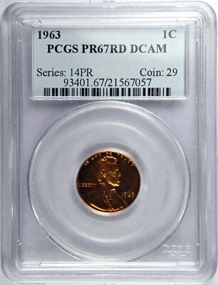 PCGS PR67 RD DCAM 1963 Lincoln Cent - Image 1 of 4