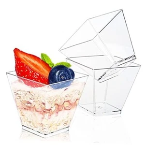 50Pcs Square Mini Plastic Dessert Cups,3.5Oz Clear Plastic Parfait 3.5 OZ - Picture 1 of 8