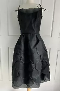 Vintage 1950's Frank Starr Originals Black Chiffon Petal Skirt Party Dress Sz S - Picture 1 of 12