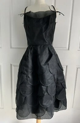 Vintage 1950's Frank Starr Originals Black Chiffon Petal Skirt Party Dress Sz S - Image 1 of 4