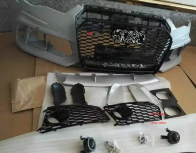 RS6 风格未涂漆前保险杠 + 格栅定制适用于 2016 17 18 C7.5 奥迪 A6 S6 — 第 1/4 张图片