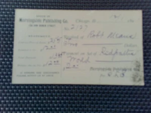 1891 POSTKARTE MORGEN VERLAG BÜCHER CHICAGO ROBERT BEDEUTET SAYBROOK ILL. - Bild 1 von 2