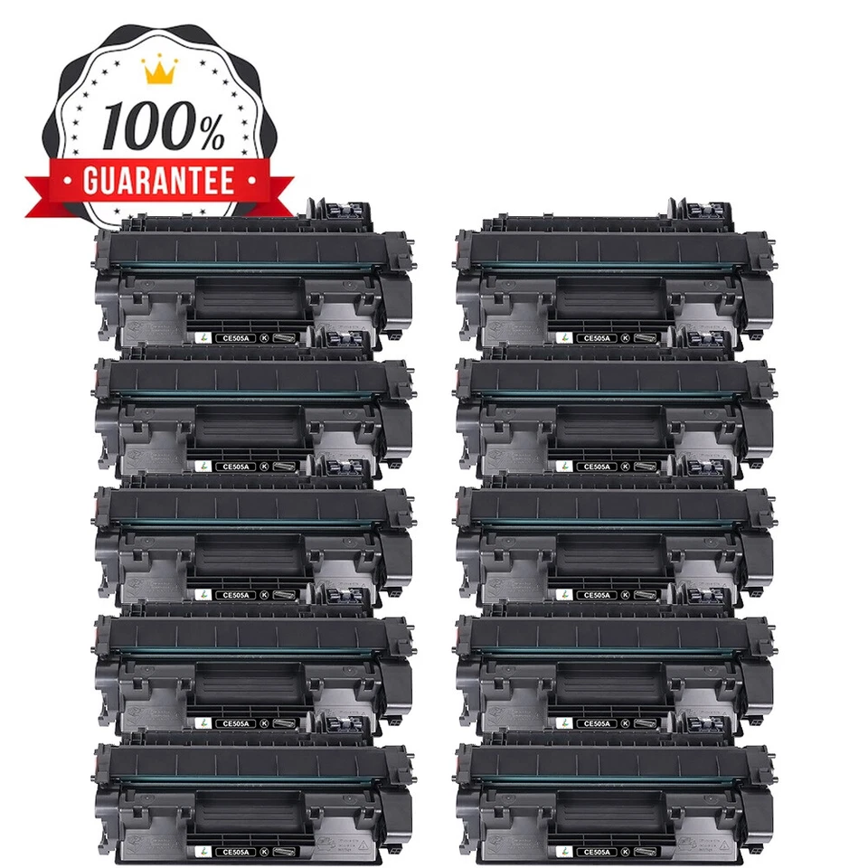 10 Pack CE505A 05A Toner Cartridge Fits for HP LaserJet P2030 P2035 P2050 P2055 - Image 1 of 4