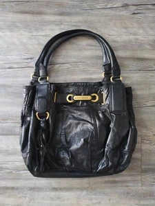 JUICY COUTURE Black Distressed Leather Belted Hobo Bag with Fringe Tassel - Picture 1 of 11