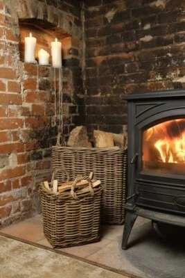 Square Kubu Wicker Rattan Log Storage Handmade Basket - Image 1 of 4