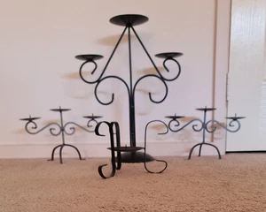 Candle holders wrought iron black x 4 vintage bulk lot - Picture 1 of 10