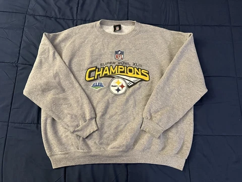Super Bowl 43 Used Sweatshirt Men 2XL Gray Pittsburgh Steelers Cover